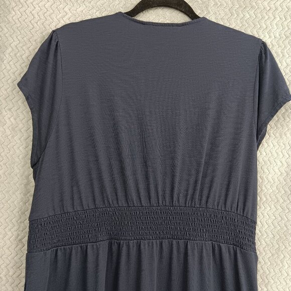 BODEN ELARA Tiered Jersey Women's Midi Dress Navy Blue V-neck Size 16-18R Casual - Picture 4 of 8